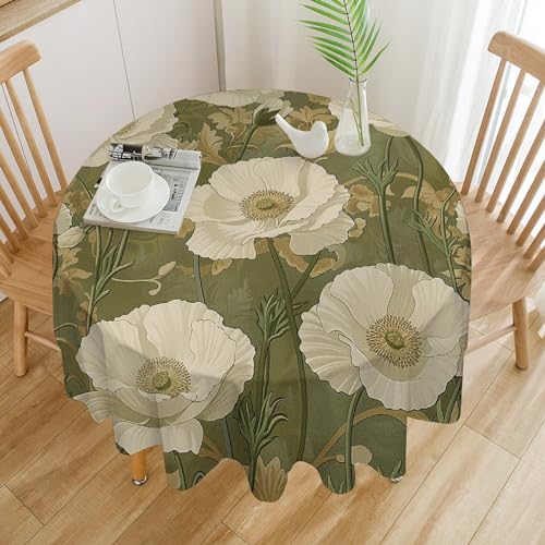 JEKYQ Runde Tischdecke, 127 x 127 cm, robuste Tischdecke, knitterfrei, wasserdicht, für Hochzeit, Küche, drinnen und draußen, Beige und Grün JEKYQ Runde Tischdecke, 127 x 127 cm, robuste Tischdecke, knitterfrei, wasserdicht, für Hochzeit, Küche, drinnen und draußen, Beige und Grün von JEKYQ