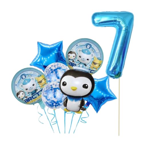 Cartoon-Oktonauten-Geburtstagsparty-Ballon-Set für Party-Dekoration, Alter Nummer Ballon enthalten (aufgeblasen) (7 Jahre) von JELLO NELLO