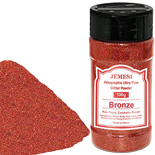 Glitzerpulver, JEMESI Bronze Feiner Glitter, Holographic Glitzer Pulver, Glitzerpuder für Epoxidharz, Nagel, Gießen, Körperkunst & Dekoration - 100g Glitzerpulver, JEMESI Bronze Feiner Glitter, Holographic Glitzer Pulver, Glitzerpuder für Epoxidharz, Nagel, Gießen, Körperkunst & Dekoration - 100g von JEMESI