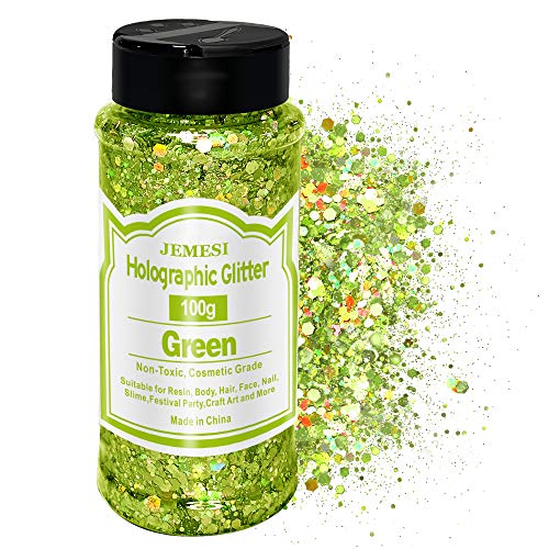 Holographic Chunky Glitter, Grün 100g Chunky Pailletten Glitter, Craft Glitter für Harz, Gesicht, Nagel, Körper, Slime, Festival Party Art Holographic Chunky Glitter, Grün 100g Chunky Pailletten Glitter, Craft Glitter für Harz, Gesicht, Nagel, Körper, Slime, Festival Party Art von JEMESI