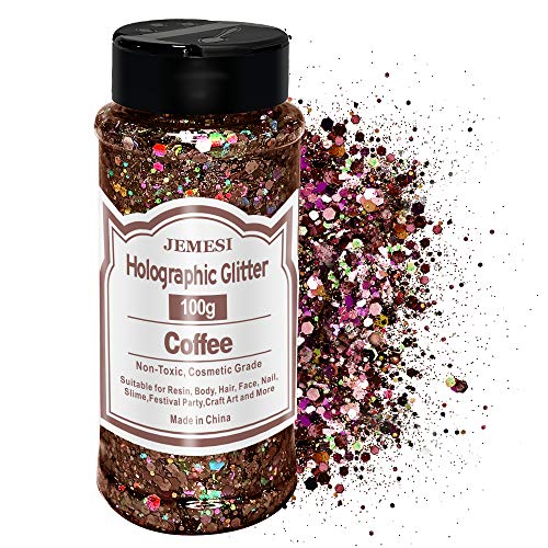 Holographic Chunky Glitter, Kaffee 100g Chunky Pailletten Glitter, Craft Glitter für Harz, Gesicht, Nagel, Körper, Slime, Festival Party Art Holographic Chunky Glitter, Kaffee 100g Chunky Pailletten Glitter, Craft Glitter für Harz, Gesicht, Nagel, Körper, Slime, Festival Party Art von JEMESI