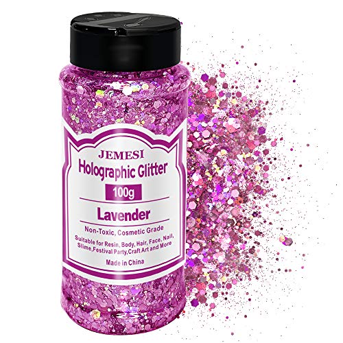 Holographic Chunky Glitter, Lavendel 100g Chunky Pailletten Glitter, Craft Glitter für Harz, Gesicht, Nagel, Körper, Slime, Festival Party Art Holographic Chunky Glitter, Lavendel 100g Chunky Pailletten Glitter, Craft Glitter für Harz, Gesicht, Nagel, Körper, Slime, Festival Party Art von JEMESI
