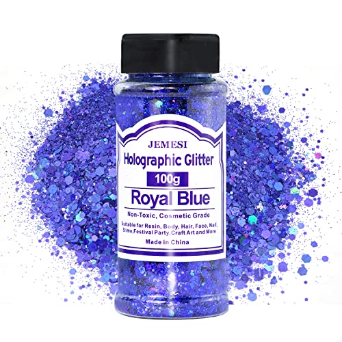 Holographische Chunky Glitter, Königsblau 100g Pailletten für Harz, Gesicht, Nagelkunst, Körper, Slime, Festival Party Art Holographische Chunky Glitter, Königsblau 100g Pailletten für Harz, Gesicht, Nagelkunst, Körper, Slime, Festival Party Art von JEMESI