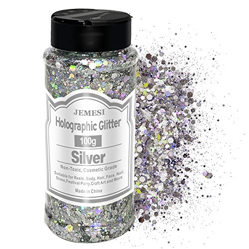 Holographische Chunky Glitter, Silber 100g Pailletten für Harz, Gesicht, Nagel, Körper, Slime, Festival Party Art Holographische Chunky Glitter, Silber 100g Pailletten für Harz, Gesicht, Nagel, Körper, Slime, Festival Party Art von JEMESI