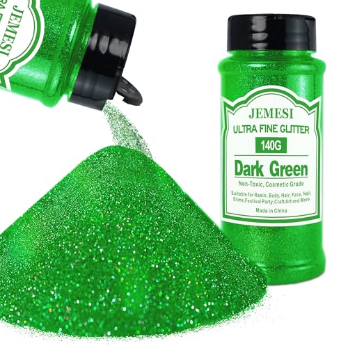 JEMESI Dunkelgrün Glitzerpulver, 140g - 0.2mm Ultra Fine Glitzerpulver Glitter für Epoxidharz, DIY Basteln,Tumbler Malerei Kerze Herstellung; Kosmetischer Glitzer, Nail Powder, Body Glitzer Haare JEMESI Dunkelgrün Glitzerpulver, 140g - 0.2mm Ultra Fine Glitzerpulver Glitter für Epoxidharz, DIY Basteln,Tumbler Malerei Kerze Herstellung; Kosmetischer Glitzer, Nail Powder, Body Glitzer Haare von JEMESI