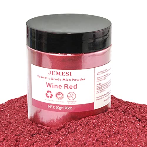 JEMESI Epoxidharz Farbe metallic, Seifenfarbe - Mica Powder, Epoxy Resin Farbe Farbpigmente Pigmentpulver Farben Pigment (Weinrot) von JEMESI