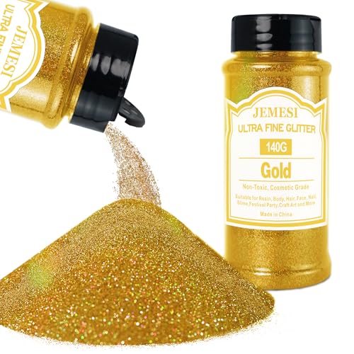 JEMESI Gold Glitzerpulver, 140g - 0.2mm Ultra Fine Glitzerpulver Glitter für Epoxidharz, DIY Basteln,Tumbler Malerei Kerze Herstellung; Kosmetischer Glitzer, Haare, Körper Nagel Glitzer JEMESI Gold Glitzerpulver, 140g - 0.2mm Ultra Fine Glitzerpulver Glitter für Epoxidharz, DIY Basteln,Tumbler Malerei Kerze Herstellung; Kosmetischer Glitzer, Haare, Körper Nagel Glitzer von JEMESI