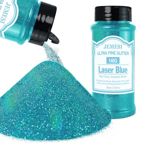 JEMESI Laserblauer Glitzerpulver, 140g - 0.2mm Ultra Fine Glitzerpulver Glitter für Epoxidharz, DIY Basteln,Tumbler Malerei Kerze Herstellung; Kosmetischer Glitzer, Nail Powder, Body Glitzer Haare JEMESI Laserblauer Glitzerpulver, 140g - 0.2mm Ultra Fine Glitzerpulver Glitter für Epoxidharz, DIY Basteln,Tumbler Malerei Kerze Herstellung; Kosmetischer Glitzer, Nail Powder, Body Glitzer Haare von JEMESI