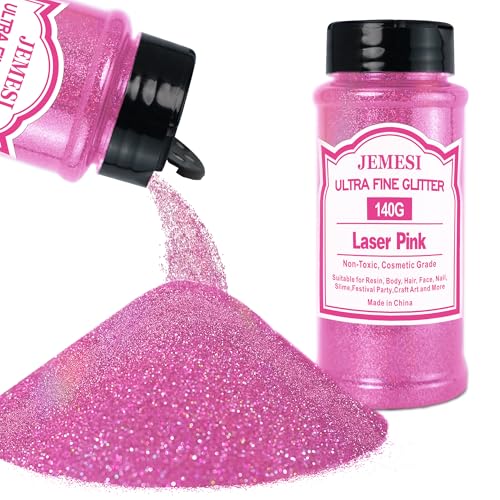 JEMESI Laserrosa Glitzerpulver, 140g - 0.2mm Ultra Fine Glitzerpulver Glitter für Epoxidharz, DIY Basteln,Tumbler Malerei Kerze Herstellung; Kosmetischer Glitzer, Nail Powder, Body Glitzer Haare JEMESI Laserrosa Glitzerpulver, 140g - 0.2mm Ultra Fine Glitzerpulver Glitter für Epoxidharz, DIY Basteln,Tumbler Malerei Kerze Herstellung; Kosmetischer Glitzer, Nail Powder, Body Glitzer Haare von JEMESI