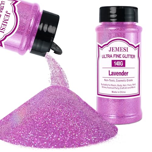 JEMESI Lavendel Glitzerpulver, 140g - 0.2mm Ultra Fine Glitzerpulver Glitter für Epoxidharz, DIY Basteln,Tumbler Malerei Kerze Herstellung; Kosmetischer Glitzer, Nail Powder, Body Glitzer Haare JEMESI Lavendel Glitzerpulver, 140g - 0.2mm Ultra Fine Glitzerpulver Glitter für Epoxidharz, DIY Basteln,Tumbler Malerei Kerze Herstellung; Kosmetischer Glitzer, Nail Powder, Body Glitzer Haare von JEMESI