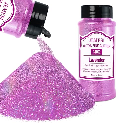 JEMESI Lavendel Glitzerpulver, 140g - 0.2mm Ultra Fine Glitzerpulver Glitter für Epoxidharz, DIY Basteln,Tumbler Malerei Kerze Herstellung; Kosmetischer Glitzer, Nail Powder, Body Glitzer Haare JEMESI Lavendel Glitzerpulver, 140g - 0.2mm Ultra Fine Glitzerpulver Glitter für Epoxidharz, DIY Basteln,Tumbler Malerei Kerze Herstellung; Kosmetischer Glitzer, Nail Powder, Body Glitzer Haare von JEMESI