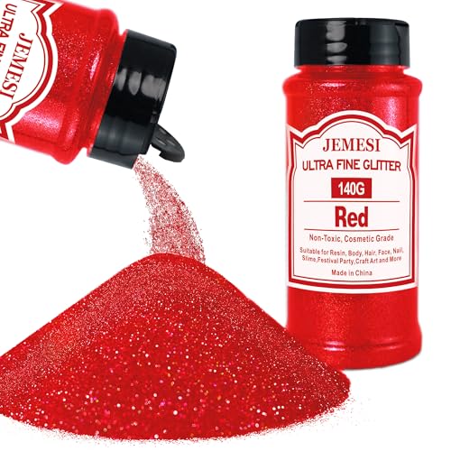 JEMESI Rot Glitzerpulver, 140g - 0.2mm Ultra Fine Glitzerpulver Glitter für Epoxidharz, DIY Basteln,Tumbler Malerei Kerze Herstellung; Kosmetischer Glitzer, Nail Powder, Body Glitzer Haare JEMESI Rot Glitzerpulver, 140g - 0.2mm Ultra Fine Glitzerpulver Glitter für Epoxidharz, DIY Basteln,Tumbler Malerei Kerze Herstellung; Kosmetischer Glitzer, Nail Powder, Body Glitzer Haare von JEMESI