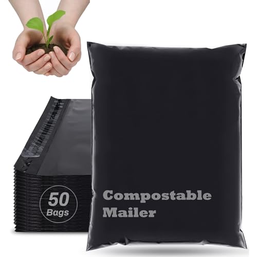 JENCENBIO Bio-Versandtaschen, 26x38cm, 50 Stück, kompostierbare Versandtasche für Kleidung und Textilien-Weiße von JENCENBIO