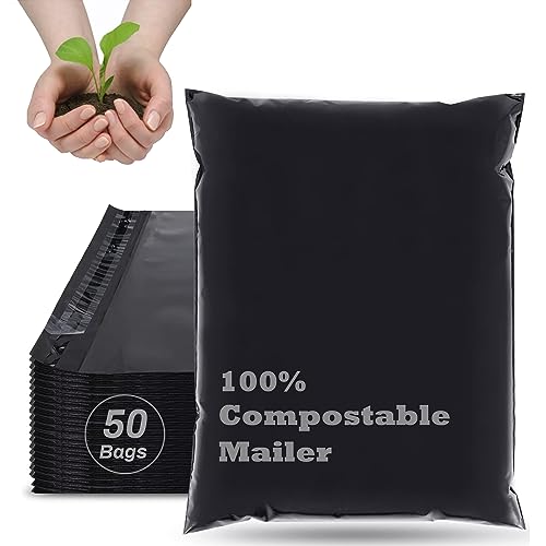 JENCENBIO Biomüllbeutel Versandtaschen, 26x38cm, 50 Stück, 100% kompostierbare Versandtasche für Kleidung und Textilien-Weiße von JENCENBIO