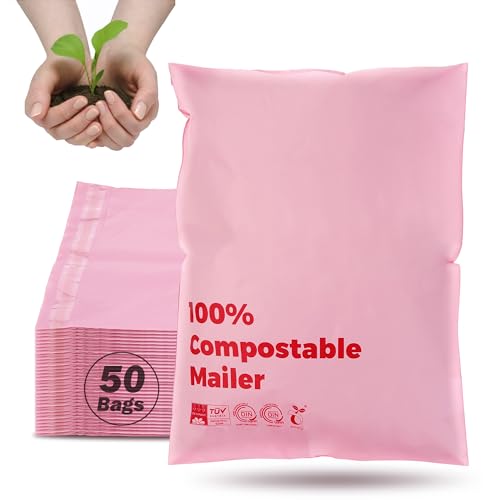 JENCENBIO Biomüllbeutel Versandtaschen, 26x38cm, 50 Stück, 100% kompostierbare Versandtasche für Kleidung und Textilien-Weiße von JENCENBIO