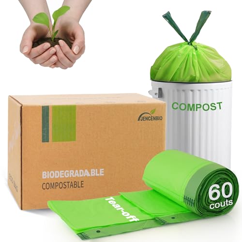 JENCENBIO Kompost-Müllbeutel mit Kordelzug, abreißbar, 20 l, extra dick, 0,78 mm, kompostierbare Lebensmittelabfallbeutel mit US BPI ASTM D6400 und Europa OK Compost Home zertifiziert, 60 Stück JENCENBIO Kompost-Müllbeutel mit Kordelzug, abreißbar, 20 l, extra dick, 0,78 mm, kompostierbare Lebensmittelabfallbeutel mit US BPI ASTM D6400 und Europa OK Compost Home zertifiziert, 60 Stück von JENCENBIO