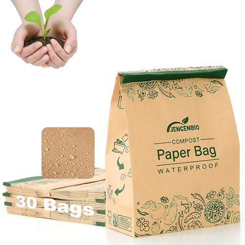 JENCENBIO Kompostierbar Papiertüten 19 x 9 x 29cm Braun Kraftpapiertüten Verdicken Wasser- und ölbeständiger 30 Stück(verdicken80gsm) von JENCENBIO