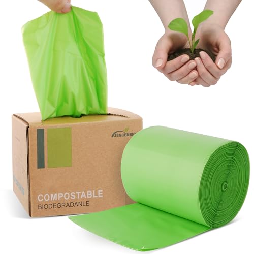 JENCENBIO kompostierbare Müllbeutel 10 Liter 100 Stück bio müllbeutel für saubere Entsorgung mit EN13432 Zertifizierung OK Compost Home zertifiziert von JENCENBIO