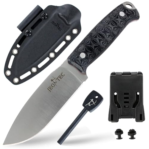 JEO-TEC Nº3 Survival Bushcraft Messer Outdoor Camping Gürtelmesser Jagdmesser Überlebensmesser, Stahl MOVA, Scheide von JEO-TEC