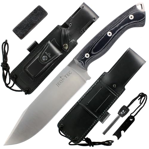 JEO-TEC Nº37 Outdoor Camping Gürtelmesser Jagdmesser Überlebensmesser Survival Bushcraft Messer, Stahl MOVA, Lederscheide + Feuerstahl + Messerschärfer, Handgefertigt in Spanien JEO-TEC Nº37 Outdoor Camping Gürtelmesser Jagdmesser Überlebensmesser Survival Bushcraft Messer, Stahl MOVA, Lederscheide + Feuerstahl + Messerschärfer, Handgefertigt in Spanien von JEO-TEC