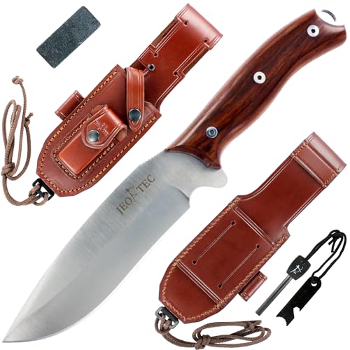 JEO-TEC Nº9 Full Tang Outdoor Camping Gürtelmesser Jagdmesser Überlebensmesser Survival Bushcraft Messer - Holzgriff - Stahl MOVA - Lederscheide Feuerstahl Messerschärfer JEO-TEC Nº9 Full Tang Outdoor Camping Gürtelmesser Jagdmesser Überlebensmesser Survival Bushcraft Messer - Holzgriff - Stahl MOVA - Lederscheide Feuerstahl Messerschärfer von JEO-TEC