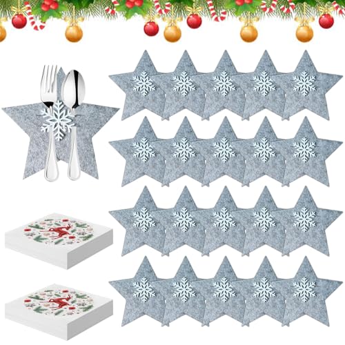 20 Stück Besteckhalter Weihnachten Filz Schneeflocke+20 Weihnachten Servietten,Weihnachts Bestecktasche Weihnachtssterne,Tischdeko Weihnachten,Weihnachtsbaum Bestecktaschen,Weihnachten Besteck Taschen 20 Stück Besteckhalter Weihnachten Filz Schneeflocke+20 Weihnachten Servietten,Weihnachts Bestecktasche Weihnachtssterne,Tischdeko Weihnachten,Weihnachtsbaum Bestecktaschen,Weihnachten Besteck Taschen von JEONDFG
