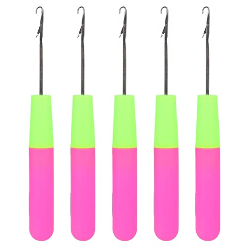 JEOZBM 5Er-Pack Häkelnadeln, Häkelnadeln für Haare, Häkelnadeln, Stricknadeln für Haarverlängerungen, Federn und Dreadlocks(M-Splitter) von JEOZBM