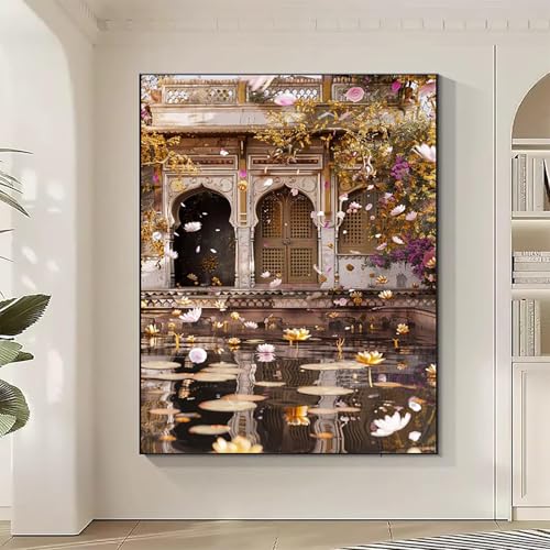 Architektur Diamond Painting XXL Holzhaus Diamond Art Bilder Erwachsene Dimond Painting Kinder Mosaikherstellung Stickerei Kreuzstich Malerei Kits Basteln für Erwachsene, Geschenke (70x95cm) K-G von JEPGFOU
