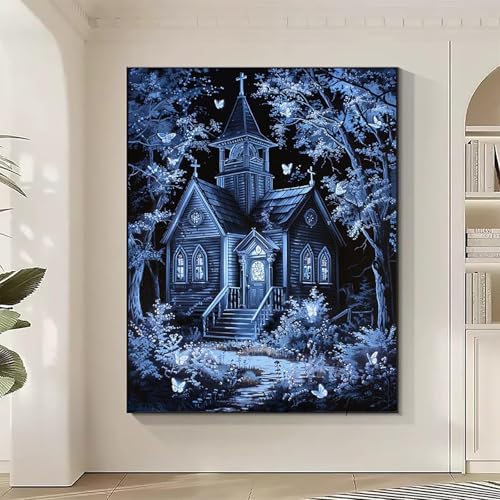 Architektur Diamond Painting XXL Kirche Diamond Art Bilder Erwachsene Dimond Painting Kinder Mosaikherstellung Stickerei Kreuzstich Malerei Kits Basteln für Erwachsene Wanddeko, Geschenke 60x80CM 9-1 von JEPGFOU