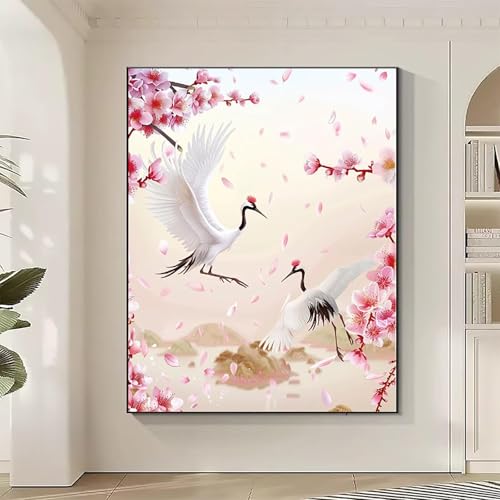 Blume Diamond Painting XXL Kran Diamond Art Bilder Erwachsene Dimond Painting Kinder Mosaikherstellung Stickerei Kreuzstich Malerei Kits Basteln für Erwachsene Wanddeko, Geschenke (70x95cm) 2-1 von JEPGFOU