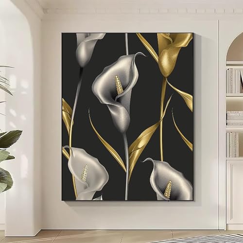 Blumen Diamond Painting XXL Lilie Diamond Art Bilder Erwachsene Dimond Painting Kinder Mosaikherstellung Stickerei Kreuzstich Malerei Kits Basteln für Erwachsene Wanddeko, Geschenke (50x70cm) 8-R von JEPGFOU