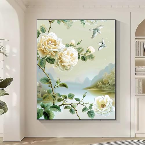 Blumen Diamond Painting XXL Pfingstrose Diamond Art Bilder Erwachsene Dimond Painting Kinder Mosaikherstellung Stickerei Kreuzstich Malerei Kits Basteln für Erwachsene, Geschenke (30x40cm) H-E von JEPGFOU