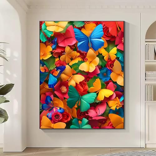 Blumen Diamond Painting XXL Schmetterling Diamond Art Bilder Erwachsene Dimond Painting Kinder Mosaikherstellung Stickerei Kreuzstich Malerei Kits Basteln für Erwachsene, Geschenke (30x40cm) F-7 von JEPGFOU