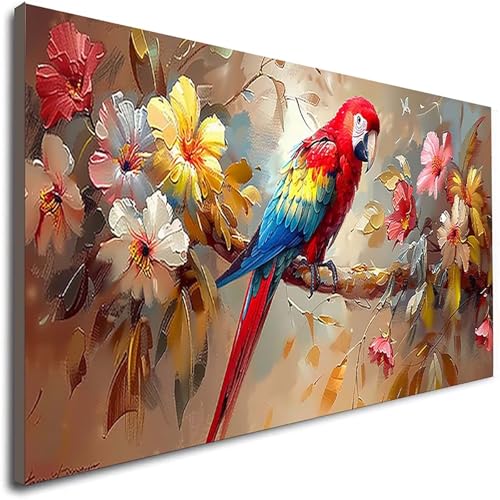 DIY Malen Nach Zahlen Erwachsene Blume, Malen Nach Zahlen Papagei Malen Nach Zahlen ab 9 Jahre Mädchen mit Pinseln und Acrylfarben für Deko Wohnzimmer, Geschenke für Frauen30x60cm (Ohne Rahmen) X-Q von JEPGFOU