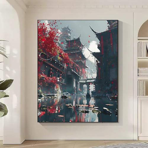 Diamond Painting Architektur Large Diamond Painting Blatt Crystal Art Bilder Basteln für Erwachsene DIY Vollbohrer Diamanten Malerei Stickerei Kreuzstich Kit für Zimmer Deko, Geschenke (80x100cm) X-C von JEPGFOU