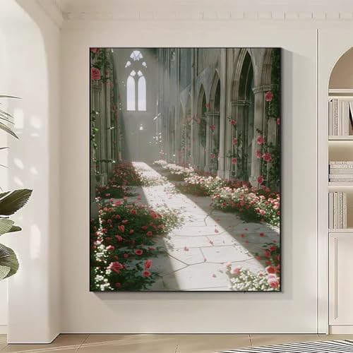 Diamond Painting Architektur Large Diamond Painting Gotische Kunst Crystal Art Bilder Basteln für Erwachsene DIY Vollbohrer Diamanten Malerei Stickerei Kreuzstich Kit für Zimmer, Geschenke 30x40cm 1-1 von JEPGFOU
