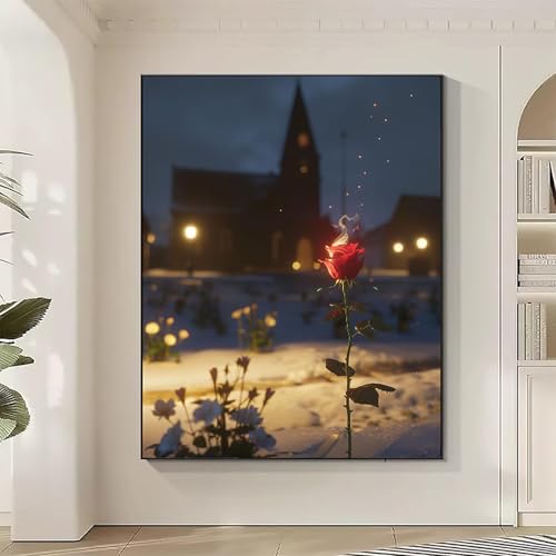 Diamond Painting Architektur Large Diamond Painting Rose Crystal Art Bilder Basteln für Erwachsene DIY Vollbohrer Diamanten Malerei Stickerei Kreuzstich Kit für Zimmer Deko, Geschenke (80x100cm) 3-3 von JEPGFOU