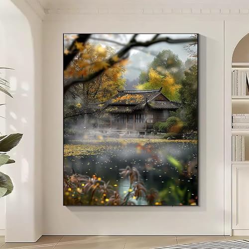 Diamond Painting Architektur Large Diamond Painting Tempel Crystal Art Bilder Basteln für Erwachsene DIY Vollbohrer Diamanten Malerei Stickerei Kreuzstich Kit für Zimmer Deko, Geschenke (60x80cm) 4-0 von JEPGFOU