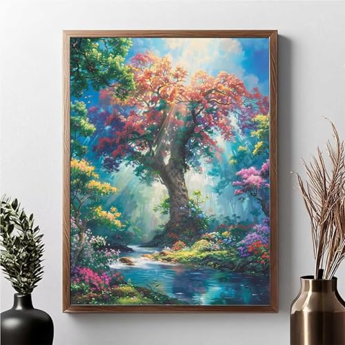 Diamond Painting Baum, Diamond Painting Erwachsene Blume Diamant Malerei Bilder Full Drill 5D DIY Diamont Art Stickerei Set Geeignet Als Geschenk, Zur Entspannung und Wanddeko 30 x 40 cm JPF 6-X von JEPGFOU
