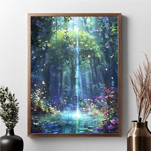 Diamond Painting Blume, Diamond Painting Erwachsene Landschaft Diamant Malerei Bilder Full Drill 5D DIY Diamont Art Stickerei Set Geeignet Als Geschenk, Zur Entspannung und Wanddeko 80x100cm JPF 1-G von JEPGFOU