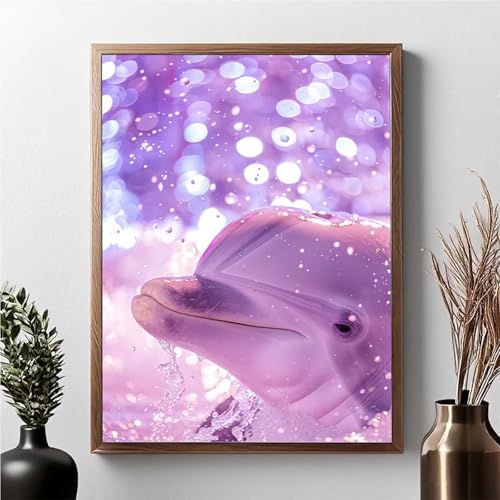 Diamond Painting Delphin, Diamond Painting Erwachsene Sea Diamant Malerei Bilder Full Drill 5D DIY Diamont Art Stickerei Set Geeignet Als Geschenk, Zur Entspannung und Wanddeko 30x40cm JPF 4-4 von JEPGFOU