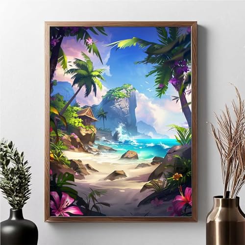 Diamond Painting Erwachsene Baum Diamond Painting Kinder Sea 5D DIY Runden Mosaikherstellung Basteln Erwachsene Anfänger Set für Heim Schlafzimmer Wand Deko Wohnzimmer, Geschenke 30x40cm JPF 0-M von JEPGFOU