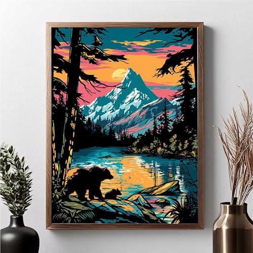 Diamond Painting Erwachsene Berg Diamond Painting Kinder Landschaft 5D DIY Runden Mosaikherstellung Basteln Erwachsene Anfänger Set für Heim Schlafzimmer Wand Deko, Geschenke 60 x 80 cm JPF 8-1 von JEPGFOU