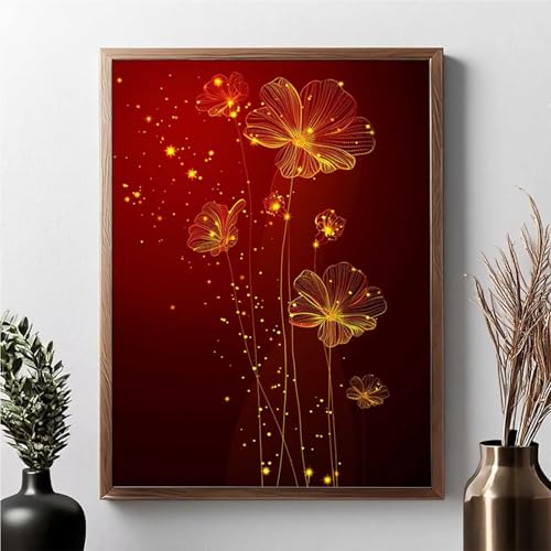 Diamond Painting Erwachsene Blume Diamond Painting Kinder Blumen 5D DIY Runden Mosaikherstellung Basteln Erwachsene Anfänger Set für Heim Schlafzimmer Wand Deko, Geschenke 40 x 50 cm JPF 0-P von JEPGFOU