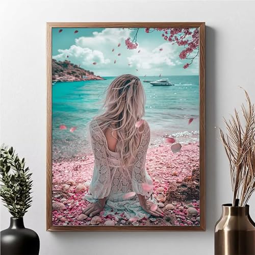 Diamond Painting Erwachsene Blume Diamond Painting Kinder Frau 5D DIY Runden Mosaikherstellung Basteln Erwachsene Anfänger Set für Heim Schlafzimmer Wand Deko Wohnzimmer, Geschenke 30x40cm JPF W-X von JEPGFOU