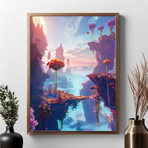 Diamond Painting Erwachsene Blume Diamond Painting Kinder Landschaft 5D DIY Runden Mosaikherstellung Basteln Erwachsene Anfänger Set für Heim Schlafzimmer Wand Deko, Geschenke 30x40cm JPF I-V von JEPGFOU