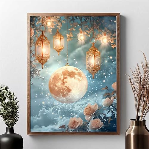 Diamond Painting Erwachsene Blume Diamond Painting Kinder Laterne 5D DIY Runden Mosaikherstellung Basteln Erwachsene Anfänger Set für Heim Schlafzimmer Wand Deko Wohnzimmer, Geschenke 40x50cm JPF 2-8 von JEPGFOU
