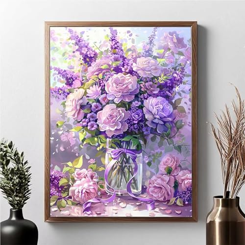 Diamond Painting Erwachsene Blumen Diamond Painting Kinder Blume 5D DIY Runden Mosaikherstellung Basteln Erwachsene Anfänger Set für Heim Schlafzimmer Wand Deko, Geschenke 40 x 50 cm JPF 0-U von JEPGFOU