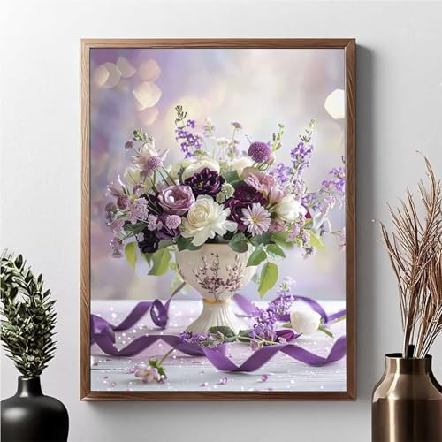 Diamond Painting Erwachsene Blumen Diamond Painting Kinder Blume 5D DIY Runden Mosaikherstellung Basteln Erwachsene Anfänger Set für Heim Schlafzimmer Wand Deko Wohnzimmer, Geschenke 30x40cm JPF G-K von JEPGFOU