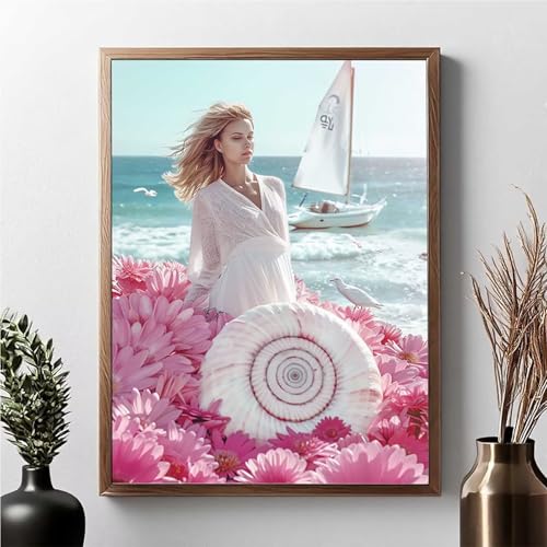 Diamond Painting Erwachsene Boot Diamond Painting Kinder Frau 5D DIY Runden Mosaikherstellung Basteln Erwachsene Anfänger Set für Heim Schlafzimmer Wand Deko Wohnzimmer, Geschenke 60 x 80 cm JPF 0-7 von JEPGFOU